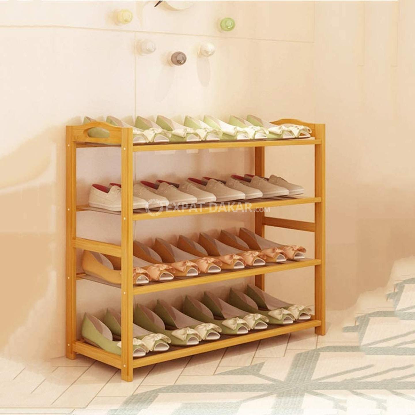 Étagère à Chaussures 3 Niveaux En Bambou - Capacité 9 Paires, Dimensions 75.5x33x50 Cm, Neuf