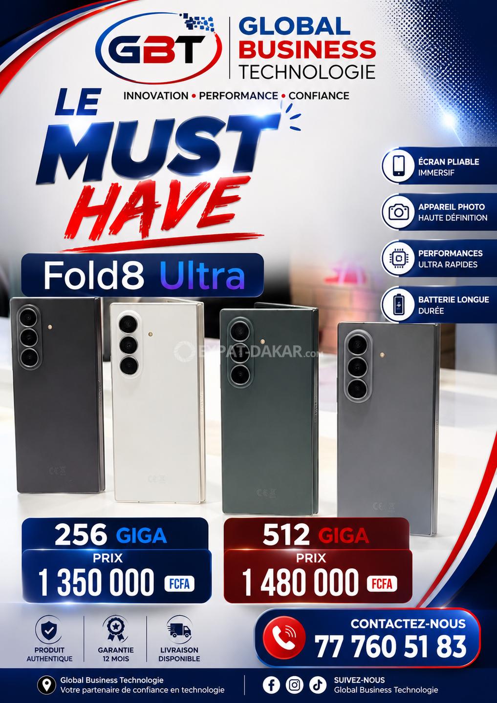 Samsung Galaxy Fold8 ultra 256 giga scellé tout neuf
