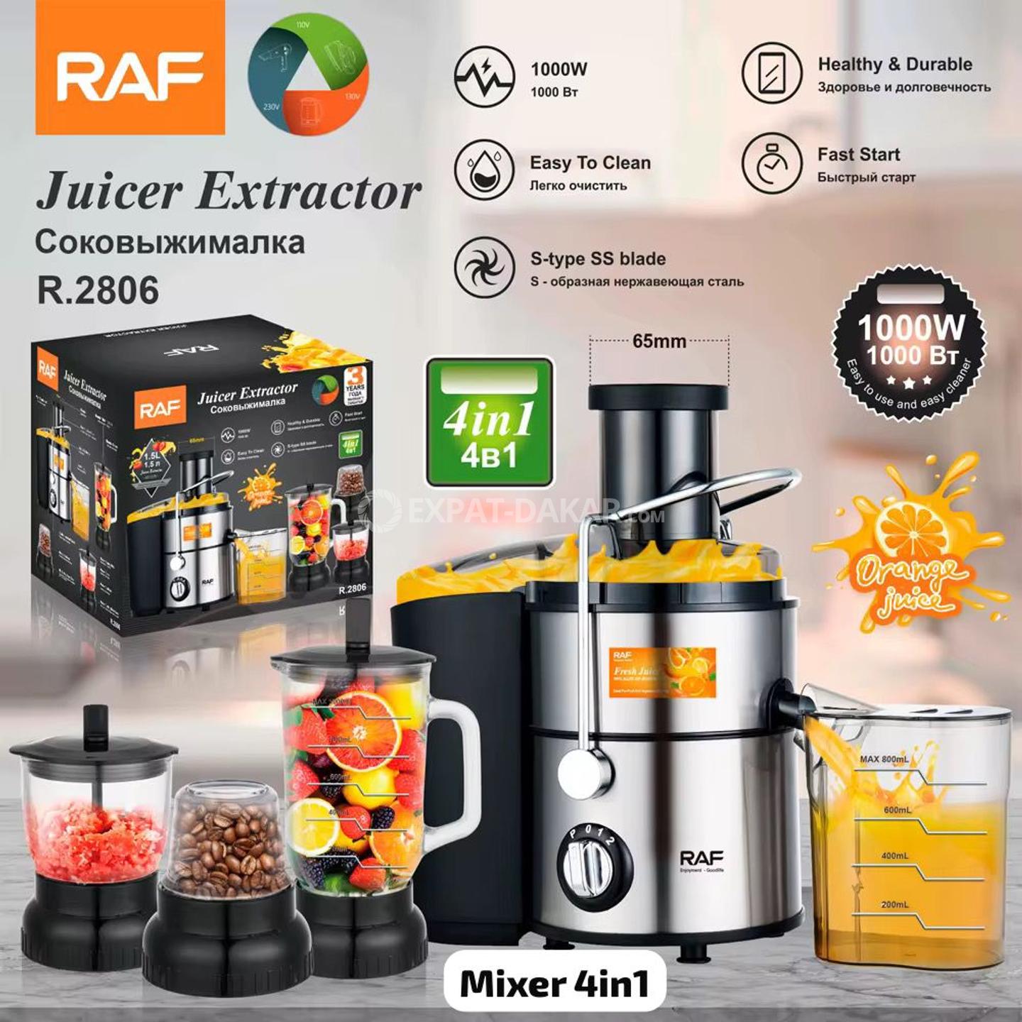 Mixeur extracteur jus 4 en 1 1000W inox