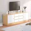 Meuble TV moderne gris clair 2 portes 3 tiroirs thumb 2