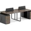 Bureau double bois foncé avec rangements et séparateurs thumb 0