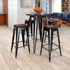 Tabouret en métal avec siège en bois thumb 2