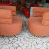 Fauteuils design orange tissu doux lot de 2 thumb 0