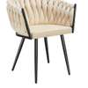 Chaise tressée beige clair dossier design contemporain thumb 0