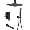 Ensemble douche pluie noir mat carré + douchette main thumb 13