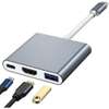 Adaptateur USB-C 3 en 1 4K gris argenté compact thumb 1