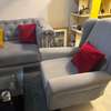 Canapé velours gris 3 places style Chesterfield thumb 2