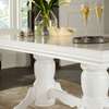 Table extensible blanche bois pied central sculpté thumb 5