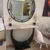 Console murale marbre avec miroir rond design thumb 1
