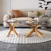 Table basse duo en verre modernes support en bois thumb 0