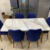 TABLE À MANGER 6PLACES EXTENSIBLE BOIS BLANC-BLEU B30 thumb 0