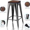 Tabouret en métal avec siège en bois thumb 3