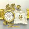 Horloge murale décorative doré blanc design floral thumb 0