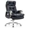 Fauteuil de bureau cuir noir ergonomique réglable thumb 1