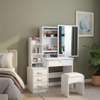 Coiffeuse blanche miroir pivotant avec tiroirs thumb 0
