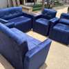 Salon mini 7 places,  velours bleu profond moderne thumb 1
