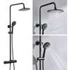 Colonne de douche thermostatique noire mat effet pluie thumb 0
