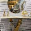 Console murale marbre avec miroir rond design thumb 2