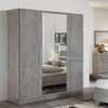 Armoire 4 portes béton gris avec miroir intégré thumb 0