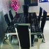 Table marbre noir 6 chaises cuir métal chromé thumb 1