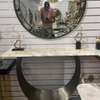 Console murale marbre avec miroir rond design thumb 3