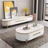 Table basse design blanc doré avec rangement intégré thumb 0