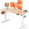 Bureau assis-debout réglable bois clair métal blanc thumb 3