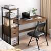 Bureau bois naturel 120x60 cm avec rangements métal thumb 1