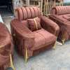 Canapé 3 places velours marron dossier capitonné thumb 1