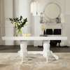 Table extensible blanche bois pied central sculpté thumb 1