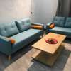 ensemble canapé 3+2 places bleu clair avec table bois thumb 0