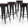 Tabouret en métal avec siège en bois thumb 5