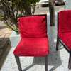 Chaise tissu rouge moderne bois solide confortable thumb 0