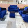 Ensemble canapé velours bleu 6 places + table thumb 1