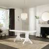 Table extensible blanche bois pied central sculpté thumb 3
