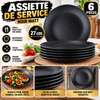 Assiettes de Service Noir Mat 27 cm – Lot de 6 thumb 1