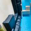 Canapé d'angle cuir noir 6 places design contemporain thumb 1
