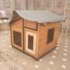 Niche Chien Bois Sapin - Grande Taille Toit Gris thumb 0