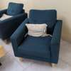 Lot 2 fauteuils bleu marine coussins bois clair thumb 0