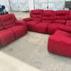 Canapé 6 places rouge vif tissu doux moderne thumb 1