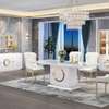 Table design bois massif verre noir + 4 chaises cuir thumb 2