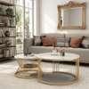 Table basse marbre blanc et bois doré design élégant thumb 8