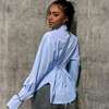 Chemise bleue cintrée laçage dos manches longues thumb 1