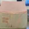 Cabane de jeu enfant pliable tissu blanc toit rose thumb 0