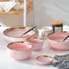 Service vaisselle porcelaine marbré liseré doré complet thumb 0