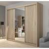 Armoire 4 portes béton gris avec miroir intégré thumb 1