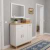 Buffet moderne blanc gris 5 portes LED intégré thumb 4