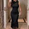 Robe longue rose vif volants grande taille été thumb 5