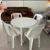 Ensemble jardin plastique blanc 4 chaises empilables thumb 2