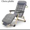 Chaise longue pliable gris avec coussin épais thumb 0